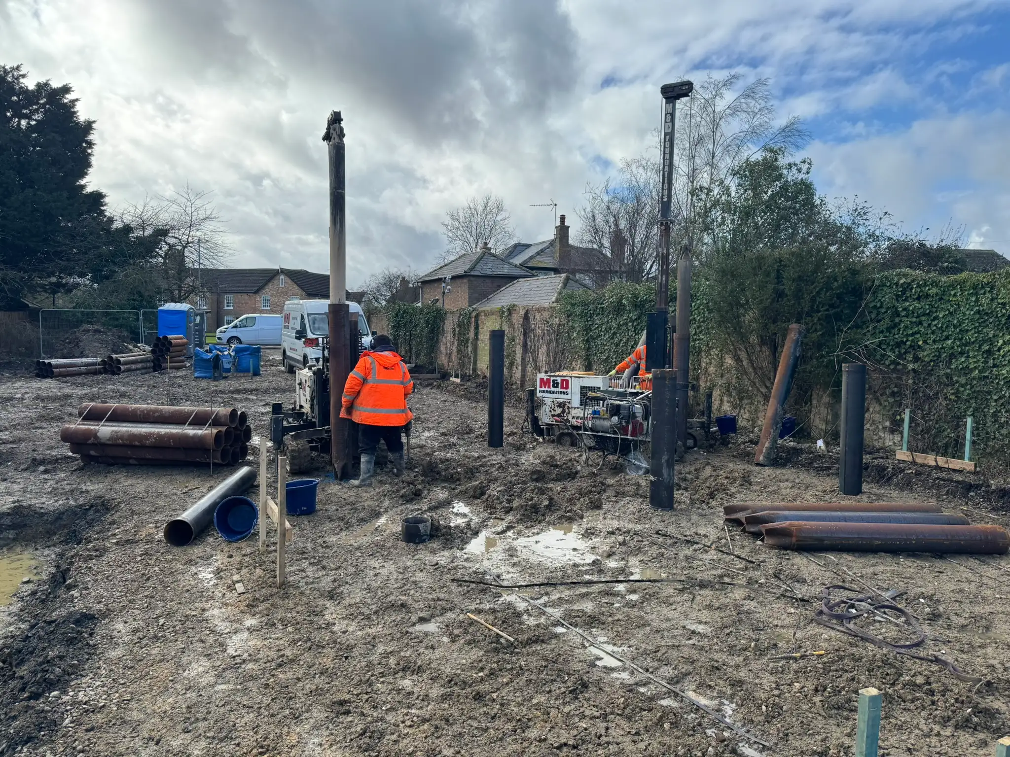 Drainage and service runs going in on a new build site
